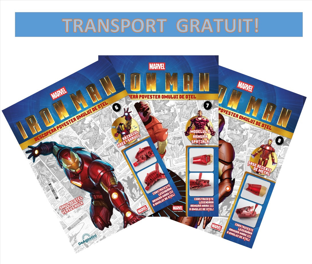 Pack 3 Nr.6-8 Macheta Iron Man - Armura MARK III, KIT construibil Deagostini