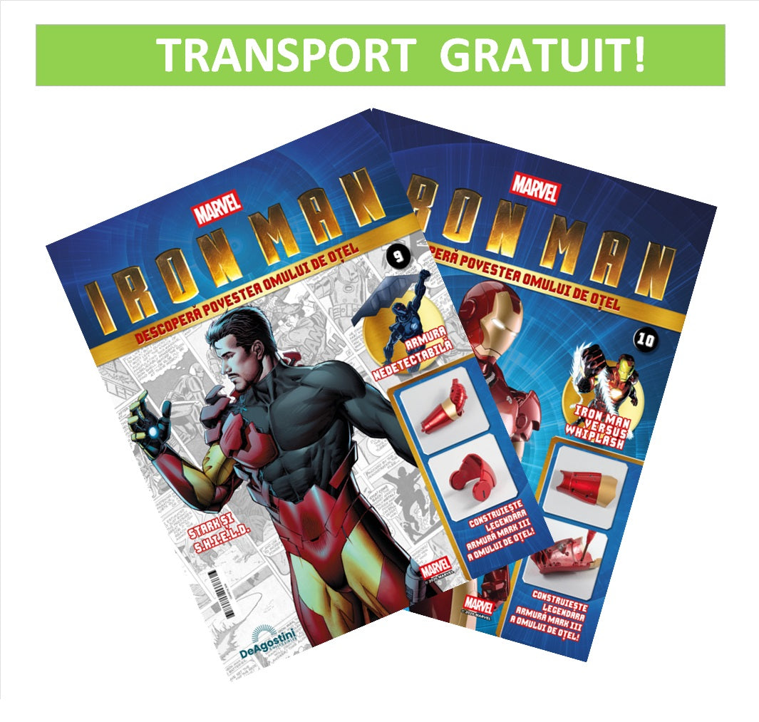 Pack 4 Nr.9-10 Macheta Iron Man - Armura MARK III, KIT construibil Deagostini