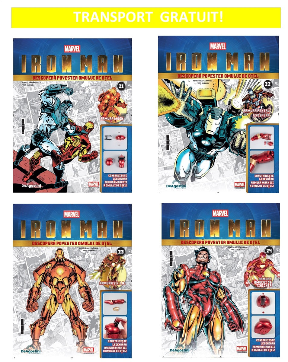 Pack 7 Nr.21-24 Macheta Iron Man - Armura MARK III, KIT construibil Deagostini