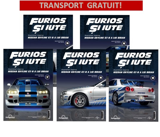 Pachet 2 (Nr.15-19) Macheta auto Nissan Skyline GT-R R34 KIT, scara 1:8 Deagostini