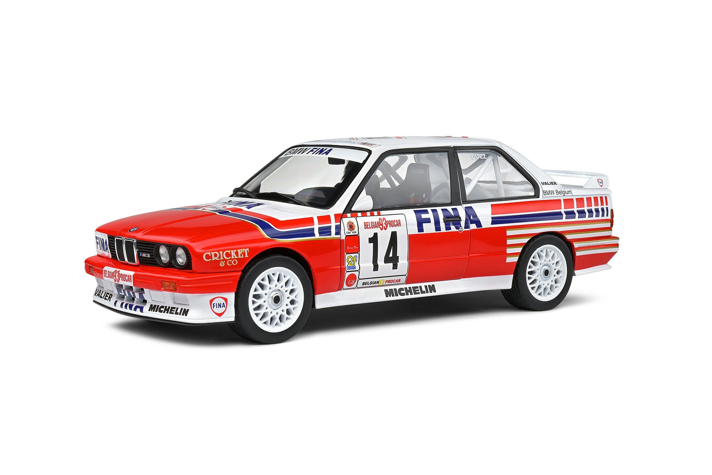 Macheta auto BMW E30 M3 Belgium Procar 1993  #14 Duez 1:18 Solido