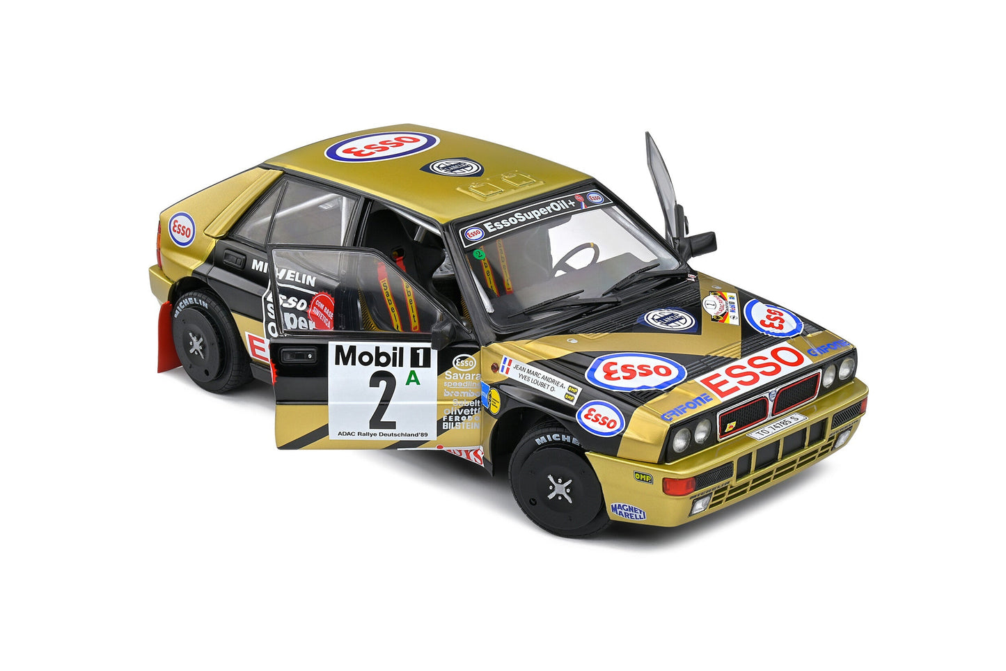 Macheta auto Lancia Delta HF Integrale ADAC Rally Deutschland  #2 Y.Loubet  J.M.Andrie (1989 ) 1:18 Solido