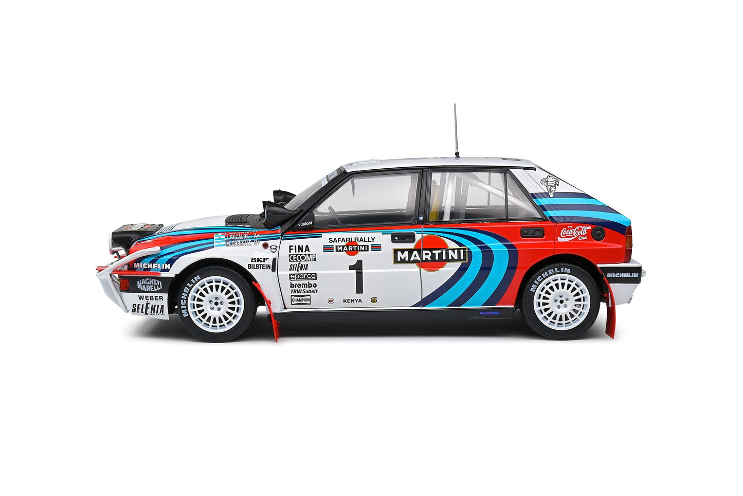 Macheta auto Lancia Delta HF Integrale – Safari Rally Kenya – 1991 – #1 Recalde  Christie 1:18 Solido