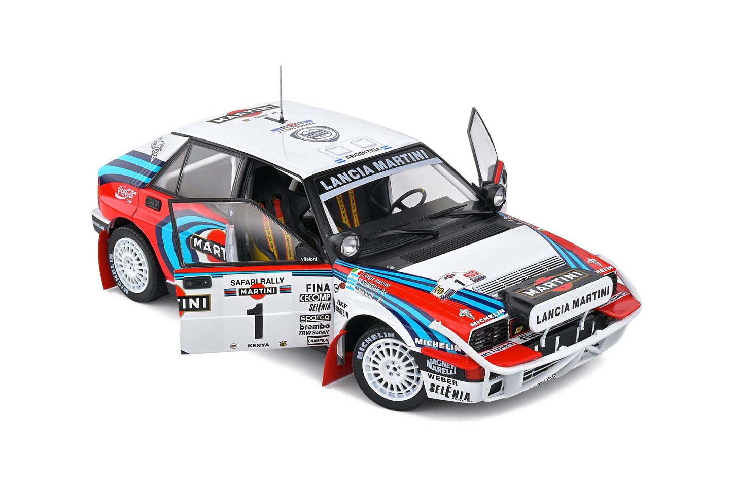 Macheta auto Lancia Delta HF Integrale – Safari Rally Kenya – 1991 – #1 Recalde  Christie 1:18 Solido