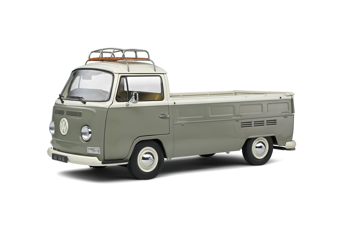 Macheta auto Volkswagen T2 Pick-Up – Gray  White (1968) 1:18 Solido