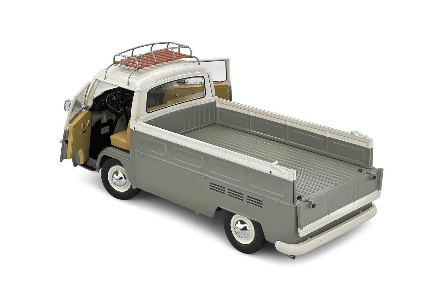 Macheta auto Volkswagen T2 Pick-Up – Gray  White (1968) 1:18 Solido