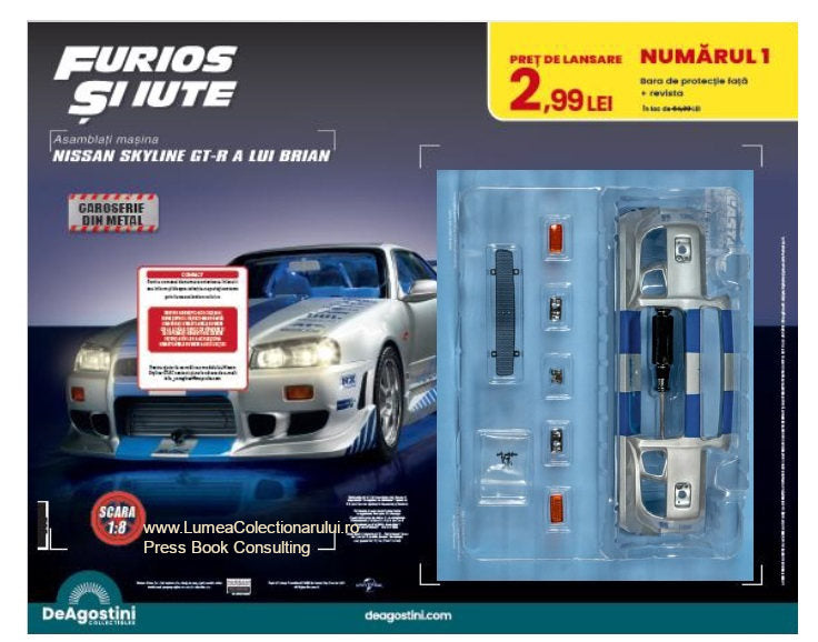 Macheta auto Nissan Skyline GT-R R34 KIT nr.1, scara 1:8 Deagostini