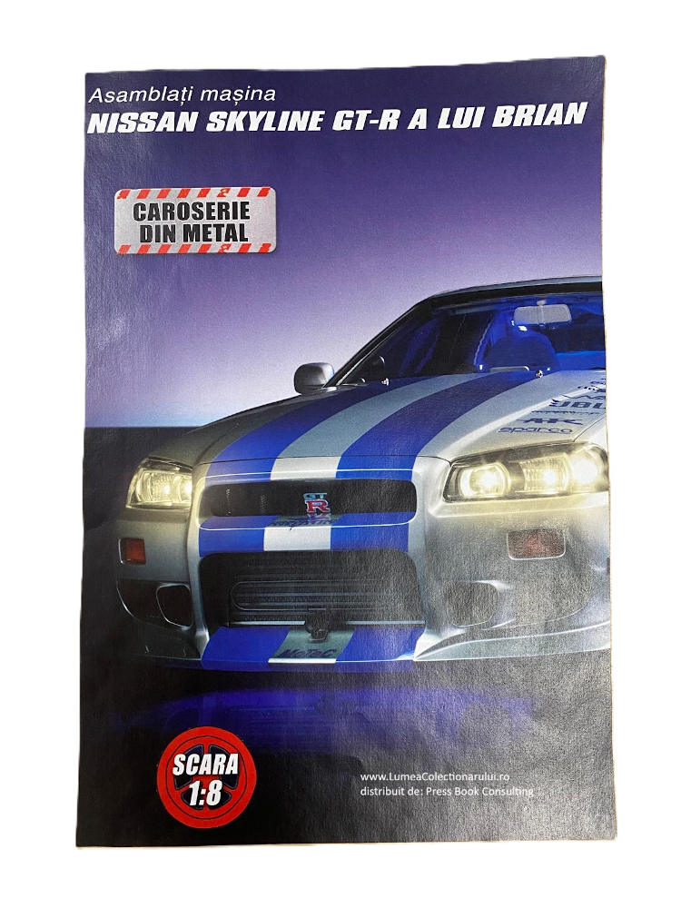 Macheta auto Nissan Skyline GT-R R34 KIT nr.1, scara 1:8 Deagostini