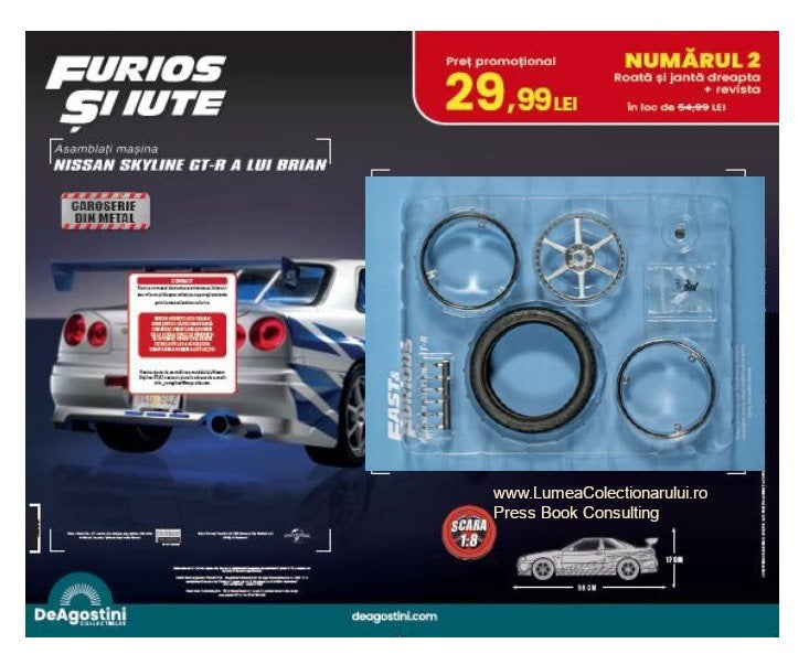 Macheta auto Nissan Skyline GT-R R34 KIT nr.2, scara 1:8 Deagostini