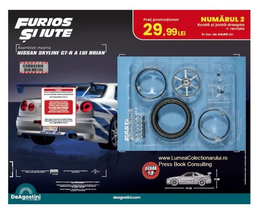 Macheta auto Nissan Skyline GT-R R34 KIT nr.2, scara 1:8 Deagostini