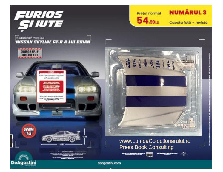 Macheta auto Nissan Skyline GT-R R34 KIT nr.3, scara 1:8 Deagostini