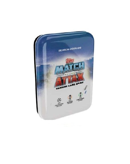 Topps Card Cutie metal mica MiniTin blue4 Match Attax UEFA 2025/26