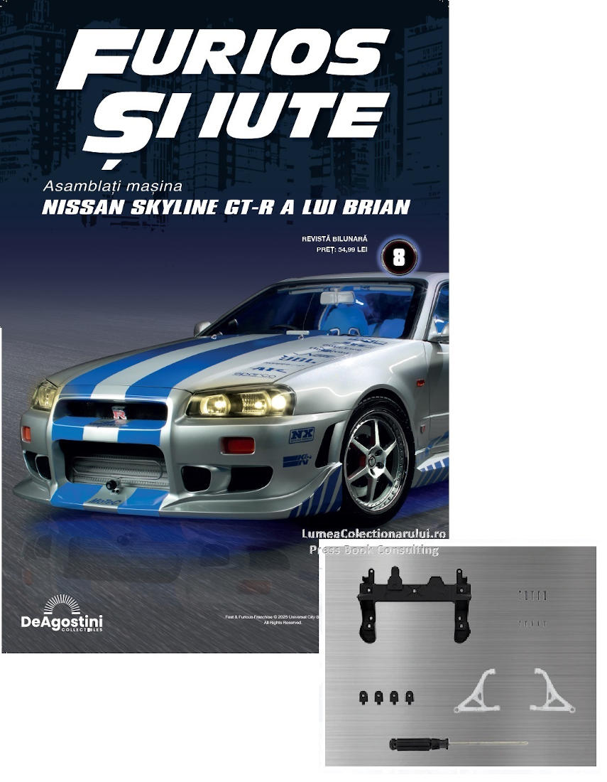 Macheta auto Nissan Skyline GT-R R34 KIT nr.8, scara 1:8 Deagostini