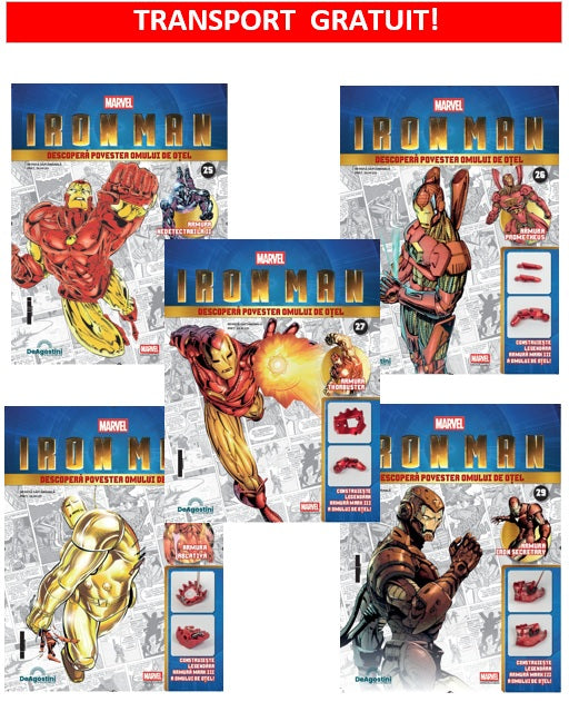 Pack 8 Nr.25-29 Macheta Iron Man - Armura MARK III, KIT construibil Deagostini