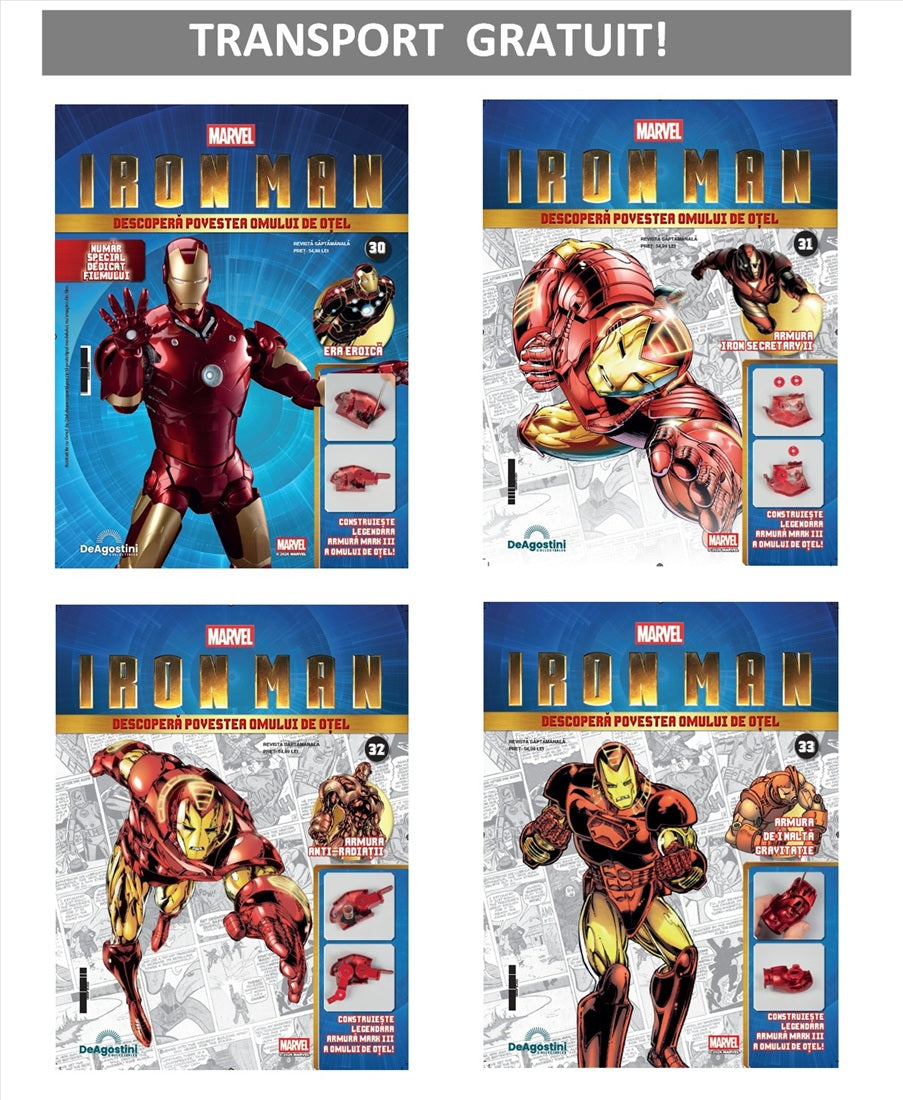 Pack 9 Nr.30-33 Macheta Iron Man - Armura MARK III, KIT construibil Deagostini