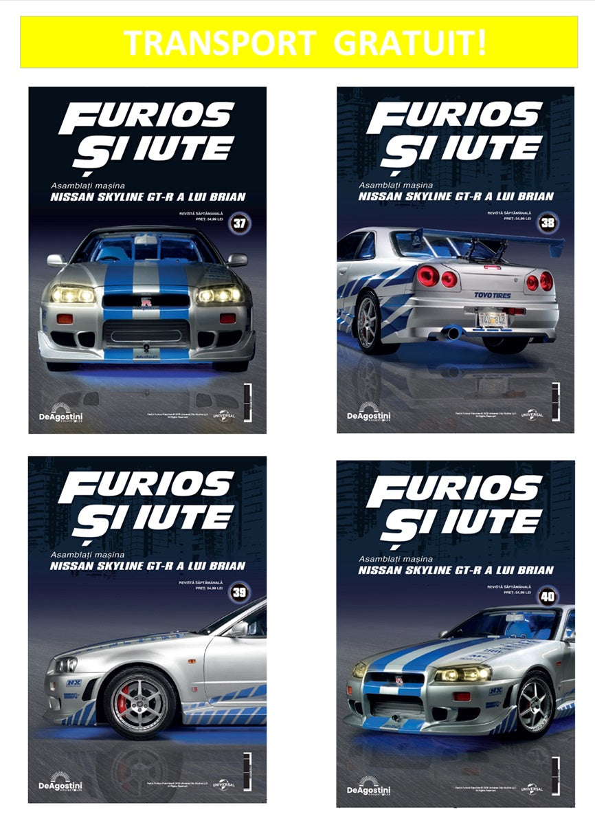 Pack 7 (Nr.37-40) Macheta auto Nissan Skyline GT-R R34 KIT, scara 1:8 Deagostini