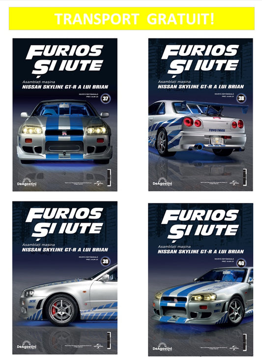 Pack 7 (Nr.37-40) Macheta auto Nissan Skyline GT-R R34 KIT, scara 1:8 Deagostini