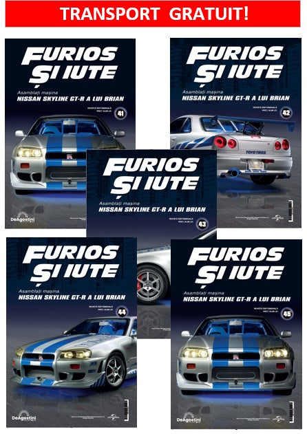 Pack 8 (Nr.41-45) Macheta auto Nissan Skyline GT-R R34 KIT, scara 1:8 Deagostini