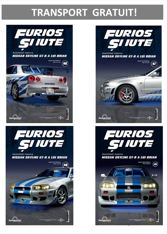 Pack 9 (Nr.46-49) Macheta auto Nissan Skyline GT-R R34 KIT, scara 1:8 Deagostini