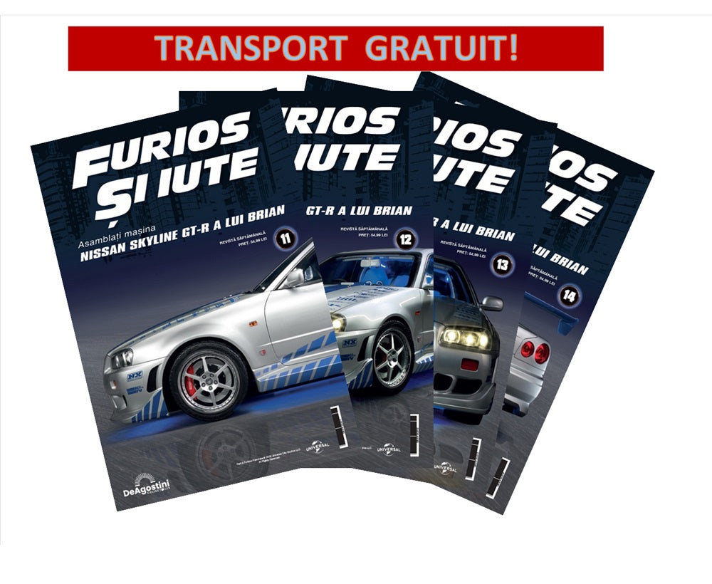 Pachet 1 (Nr.11-14) Macheta auto Nissan Skyline GT-R R34 KIT, scara 1:8 Deagostini