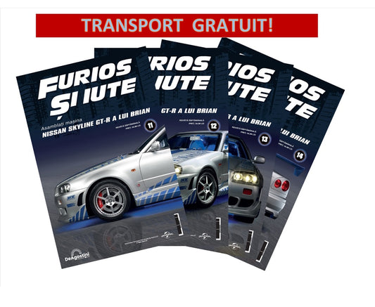 Pachet 1 (Nr.11-14) Macheta auto Nissan Skyline GT-R R34 KIT, scara 1:8 Deagostini