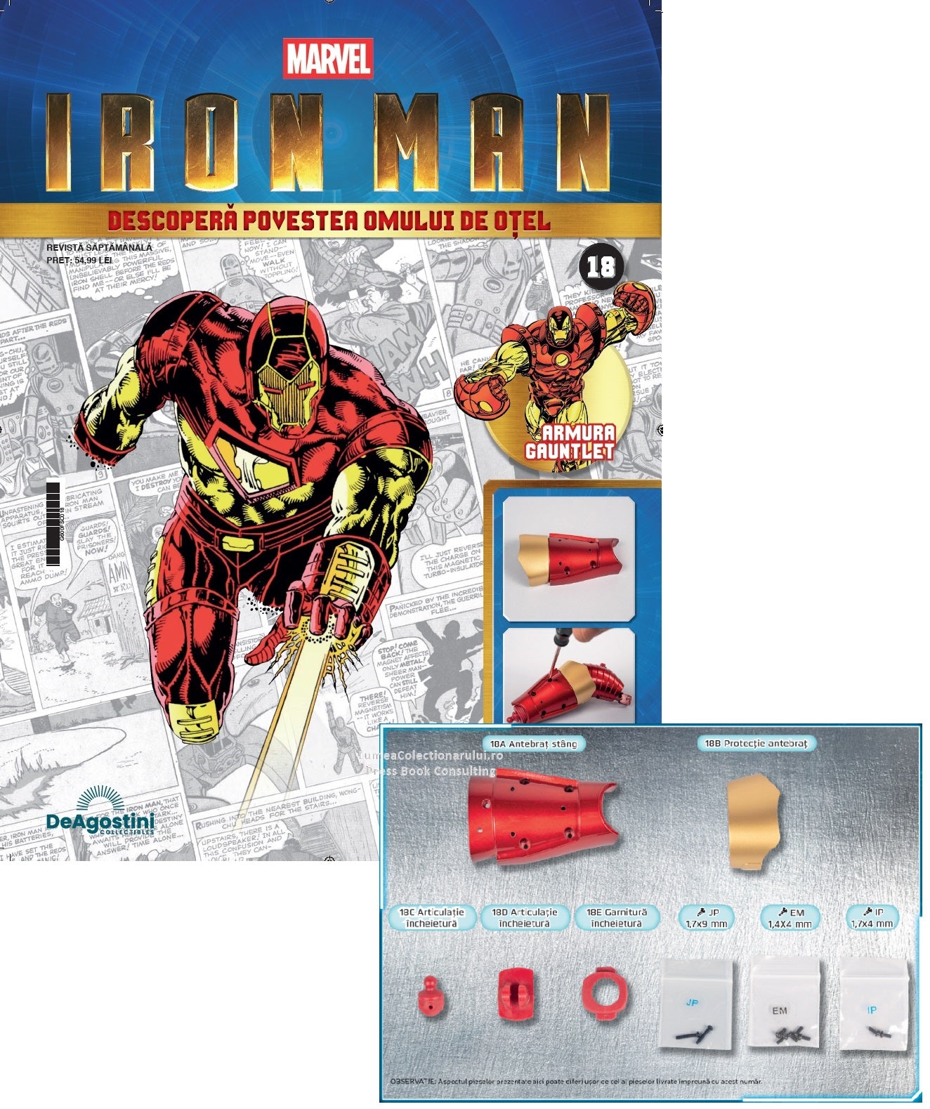 Macheta Iron Man - Armura MARK III nr.18, KIT construibil Deagostini