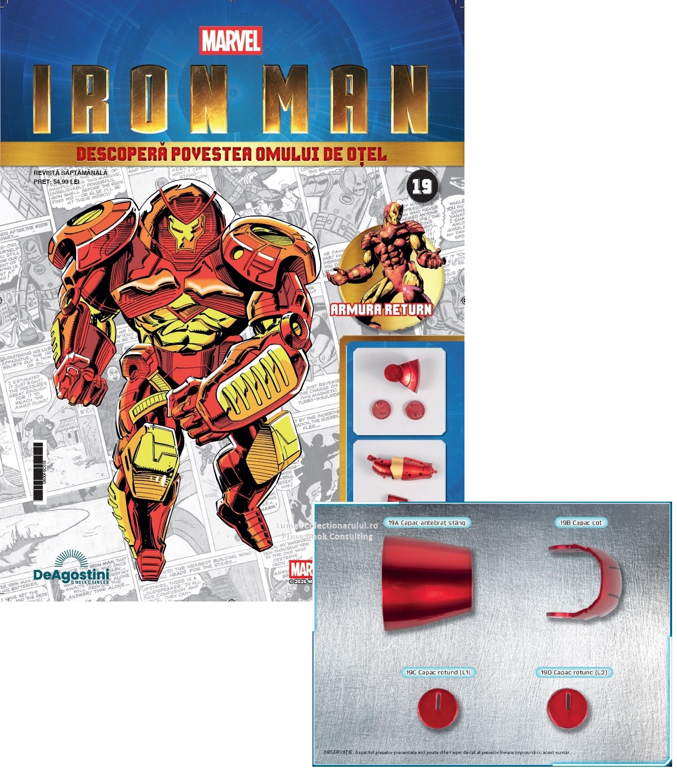 Macheta Iron Man - Armura MARK III nr.19, KIT construibil Deagostini