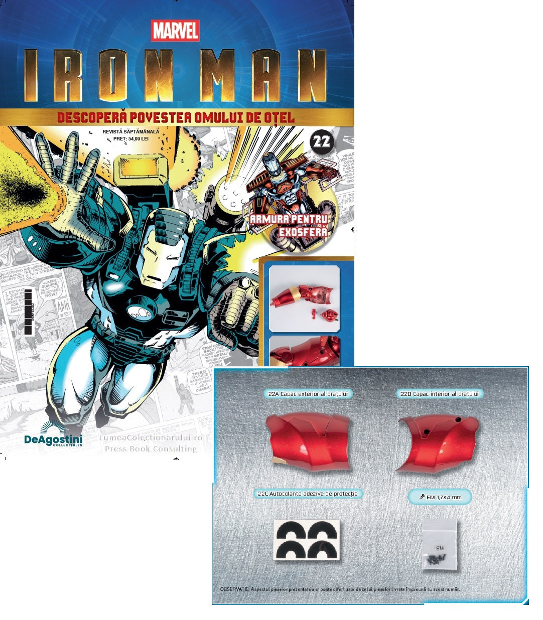 Macheta Iron Man - Armura MARK III nr.22, KIT construibil Deagostini