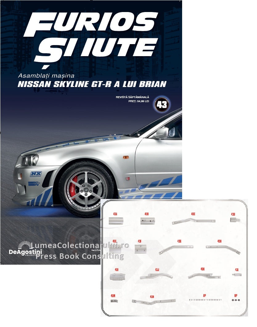 Macheta auto Nissan Skyline GT-R R34 KIT nr.43, scara 1:8 Deagostini