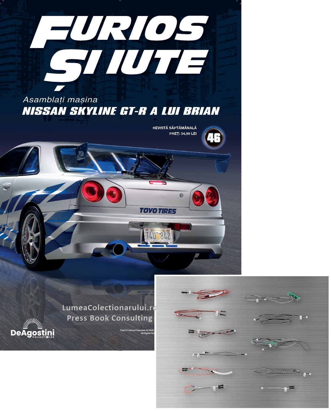 Macheta auto Nissan Skyline GT-R R34 KIT nr.46, scara 1:8 Deagostini