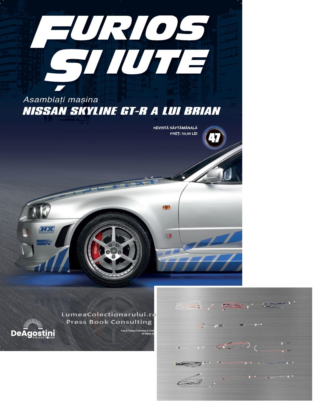 Macheta auto Nissan Skyline GT-R R34 KIT nr.47, scara 1:8 Deagostini