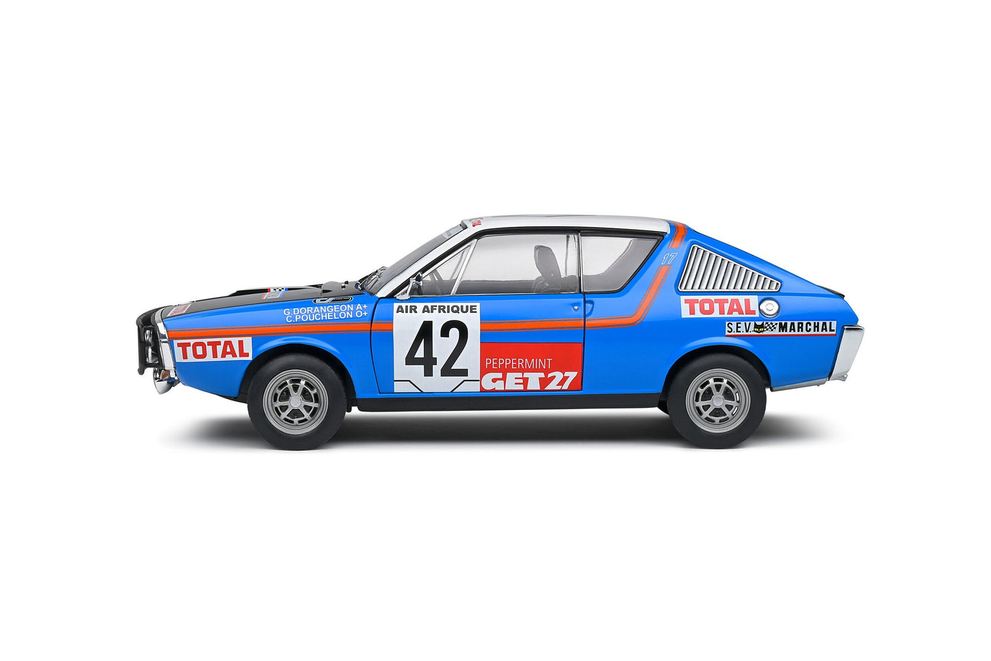 Macheta auto Renault 17 Abidjan Nice Rally 1976 #42 Pouchelon  Dorangeon 1:18 Solido